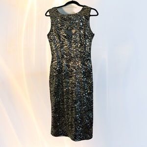 Seduce in Style:Bettie Page by Tatyana Gold & Black Keyhole Pencil Dress -Size L